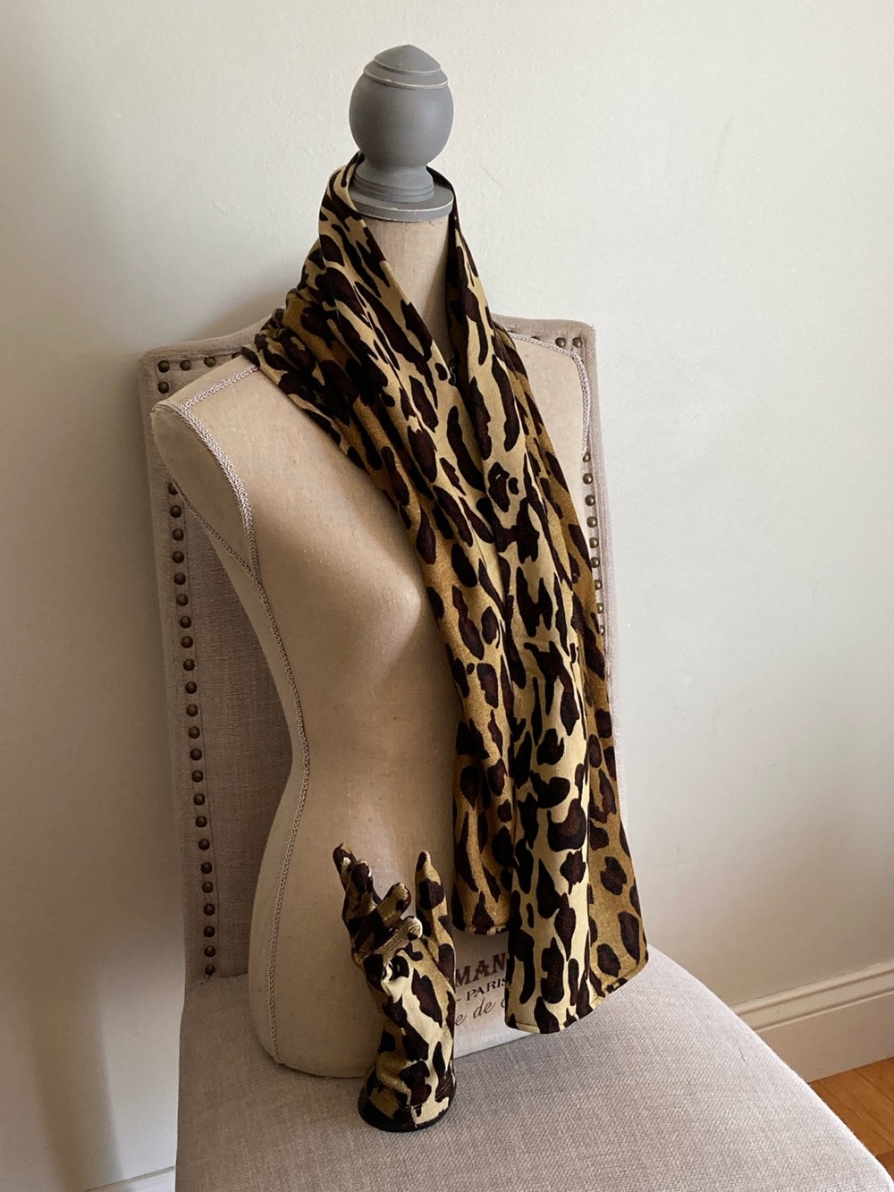 Leopard Print Women's Scarf - Brown & Black